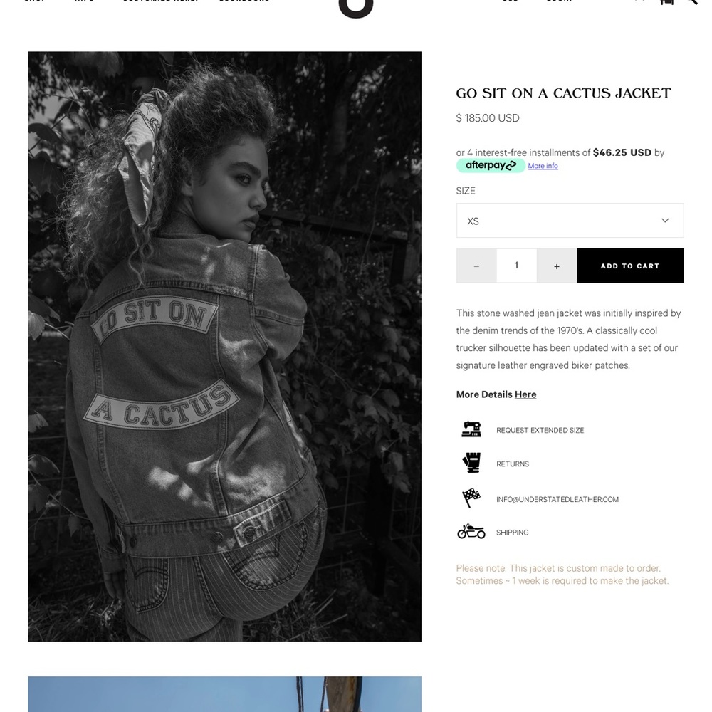 Understated Leather ‘Go Sit on a Cactus’ Jacket